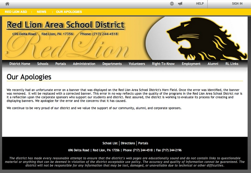 Illustration for article titled Banner At High School Football Stadium Has Regrettable Typo
